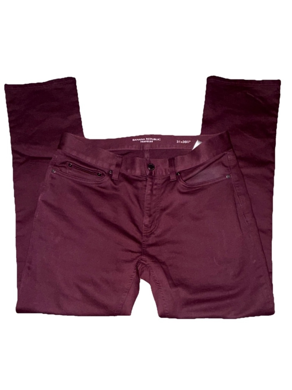 Banana Republic Men’s Maroon Straight Leg Traveler Pants 31x30 - Picture 3 of 5